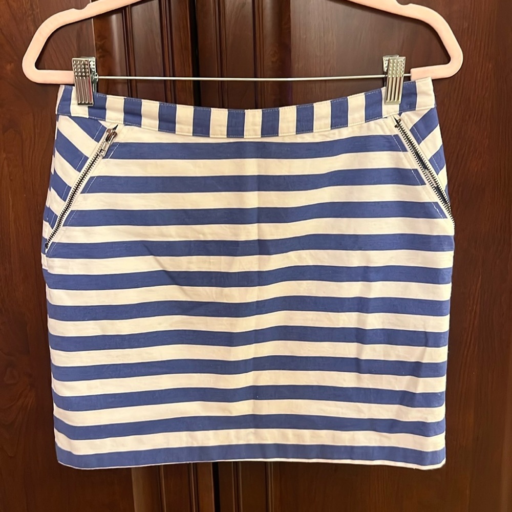 Tinley Road Cotton Blue & White Striped Mini Skirt Size Medium